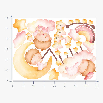 Wandsticker 60x80 Süße Babys auf den Wolken