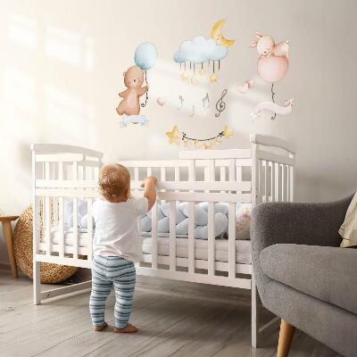 Wandsticker 60x89 Ballontiere in einem pastellfarbenen Himmel