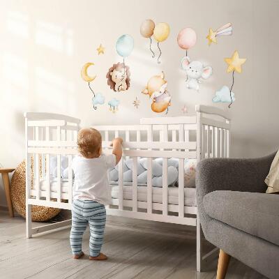 Wandsticker 60x104 Entzückende Boho-Tiere mit Pastellballons