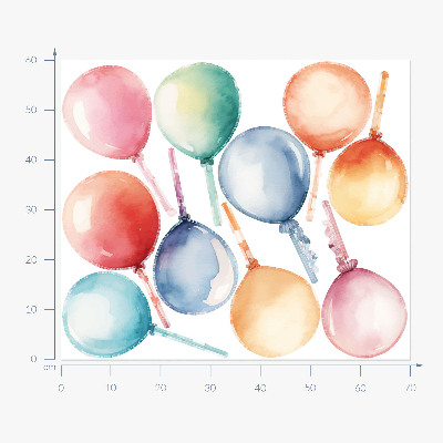 Wandsticker 60x70 Pastellfarbene Luftballons in farbenfroher Harmonie