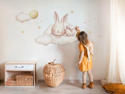 Wandsticker 60x52 Hase auf Wolken und Pastellaquarelle