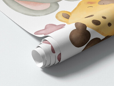Wandsticker 60x91 Niedliche Tiere in einem pastellfarbenen Himmel