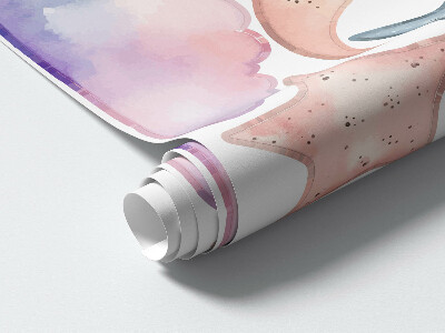 Wandsticker 60x66 Pastellfarbene Aquarelltiere und Himmel
