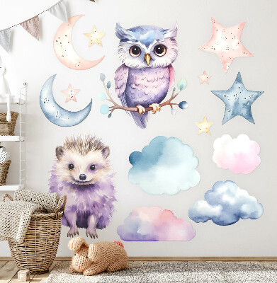 Wandsticker 60x79 Tiere im pastellfarbenen Zauber des Nachthimmels