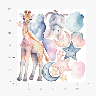 Wandsticker 60x57 Nachtwunder der Natur im Pastell-Aquarell-Stil