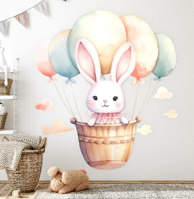 Wandsticker 60x63 Hase mit Luftballons in Aquarelltönen