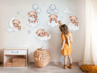 Wandsticker 60x106 Süße Teddybären in Wolken in Pastelltönen