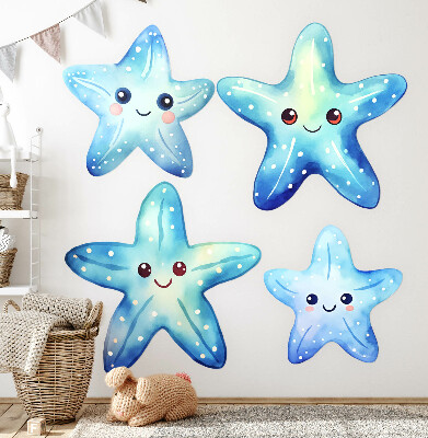 Wandsticker 60x64 Blauer Seestern im Aquarellstil