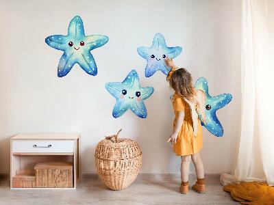 Wandsticker 60x64 Blauer Seestern im Aquarellstil