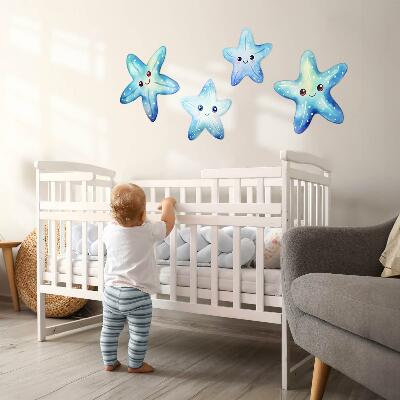 Wandsticker 60x64 Blauer Seestern im Aquarellstil