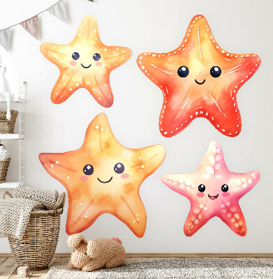 Wandsticker 60x65 Pastellfarbener fröhlicher Seestern im Aquarellstil