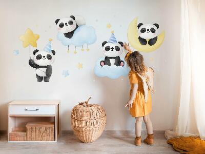 Wandsticker 60x84 Niedliche Pandas auf einem pastellfarbenen Himmel in Aquarell