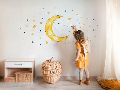 Wandsticker 60x65 Weltraumaquarellhimmel mit Mond und Sternen