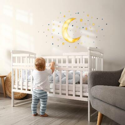 Wandsticker 60x65 Weltraumaquarellhimmel mit Mond und Sternen