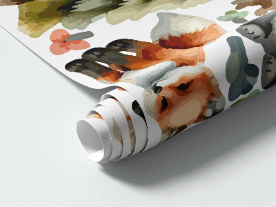 Wandsticker 60x65 Tiere und Pflanzen in pastellfarbenem Boho-Aquarell