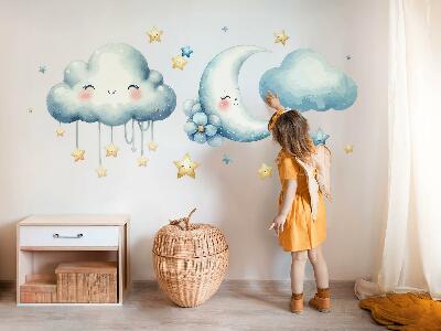 Wandsticker 60x60 Pastellwolken mit Mond und Sternen