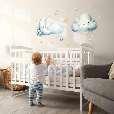 Wandsticker 60x60 Pastellwolken mit Mond und Sternen