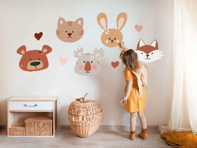 Wandsticker 60x97 Waldtiere in Boho-Pastellherzen