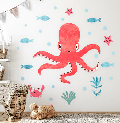 Wandsticker 60x64 Oktopus im Pastell-Aquarell-Stil