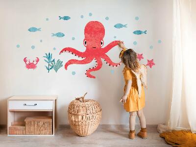 Wandsticker 60x64 Oktopus im Pastell-Aquarell-Stil