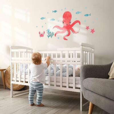 Wandsticker 60x64 Oktopus im Pastell-Aquarell-Stil