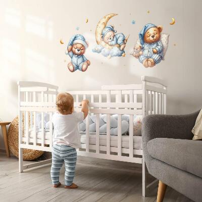 Wandsticker 60x103 Teddybären im Weltraum-Aquarell-Pastellhimmel
