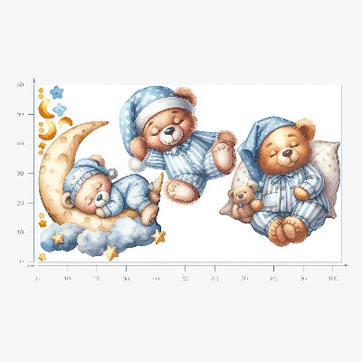 Wandsticker 60x103 Teddybären im Weltraum-Aquarell-Pastellhimmel