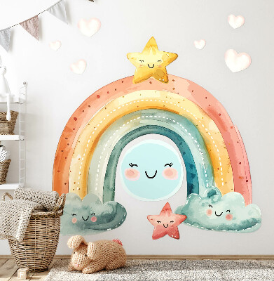 Wandaufkleber 60x66 Pastellfarbener Regenbogen mit Sternen in der Natur