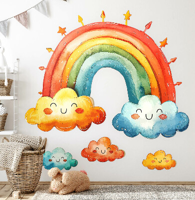 Wandaufkleber 60x72 Bunte Wolken und Regenbogen-Aquarellhimmel