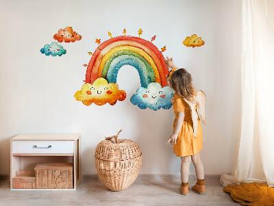 Wandaufkleber 60x72 Bunte Wolken und Regenbogen-Aquarellhimmel