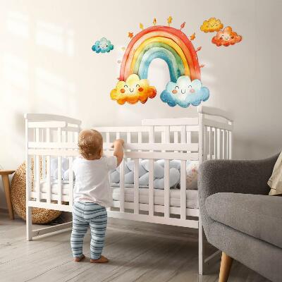 Wandaufkleber 60x72 Bunte Wolken und Regenbogen-Aquarellhimmel