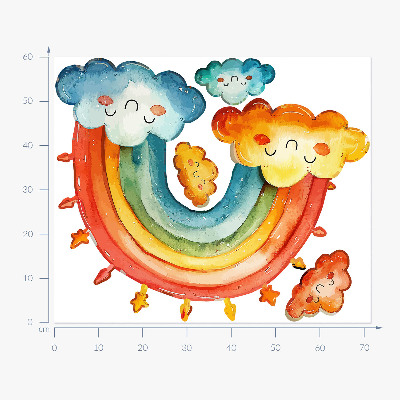 Wandaufkleber 60x72 Bunte Wolken und Regenbogen-Aquarellhimmel