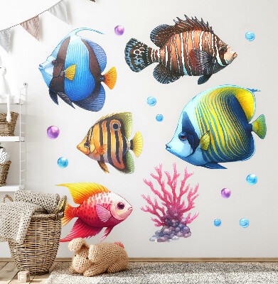 Wandaufkleber 60x91 Die Unterwasserwelt der bunten Aquarellfische