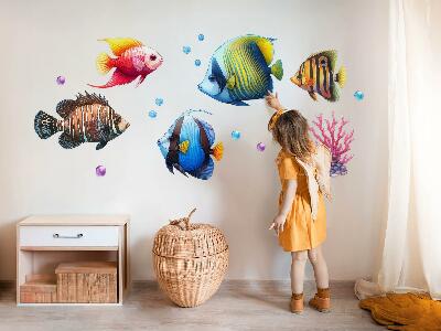 Wandaufkleber 60x91 Die Unterwasserwelt der bunten Aquarellfische