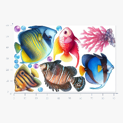 Wandaufkleber 60x91 Die Unterwasserwelt der bunten Aquarellfische