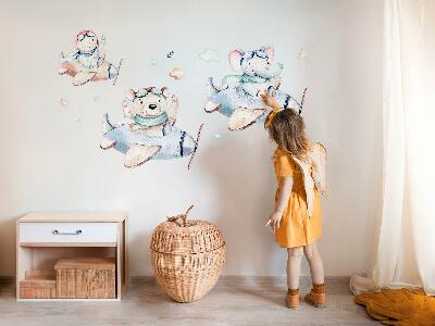 Wandaufkleber 60x92 Elefanten-Teddybär und Junge in Pastellfarben