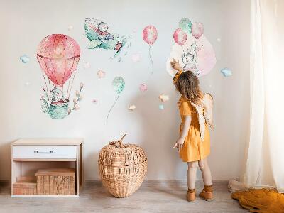 Wandaufkleber 60x71 Hasen in einem pastellfarbenen Himmel im Boho-Stil