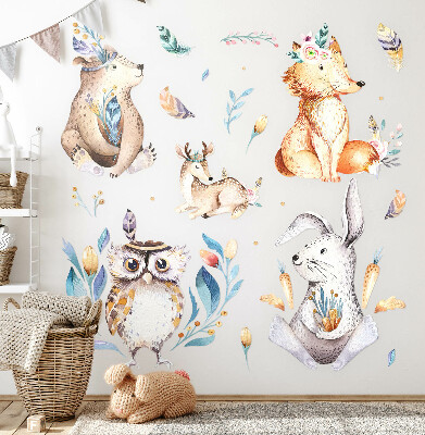 Wandaufkleber 60x72 Waldtiere in Pastelltönen im Boho-Stil