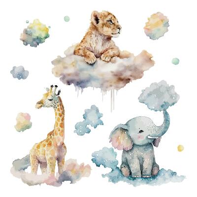 Wandaufkleber 60x96 Safari mit bemalten Wildtieren in den Wolken