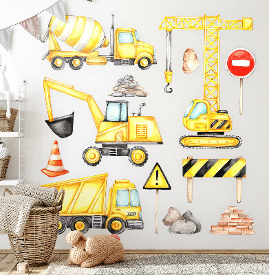 Wandaufkleber 60x81 Bau - Maschinen und Fahrzeuge in Aquarell