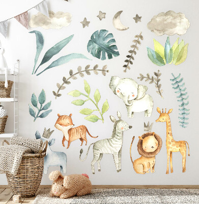 Wandaufkleber 60x95 Entzückende Tiere im pastellfarbenen Boho-Stil