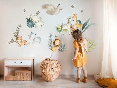 Wandaufkleber 60x95 Entzückende Tiere im pastellfarbenen Boho-Stil