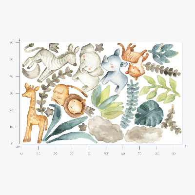 Wandaufkleber 60x95 Entzückende Tiere im pastellfarbenen Boho-Stil