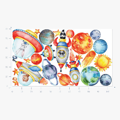 Wandaufkleber 60x105 Bunte Tiere im Aquarellraum