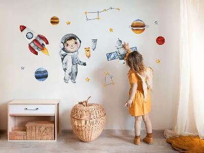 Wandaufkleber 60x80 Die Weltraumreise eines kleinen Astronauten in Aquarell