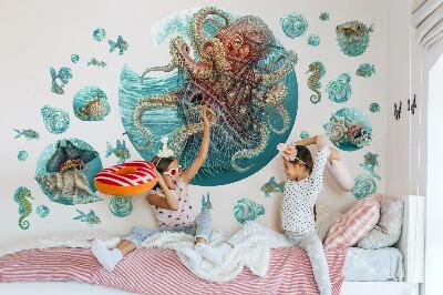 Wandtattoo 60x70 Eine märchenhafte Meereswelt aus Kraken und Schiffen