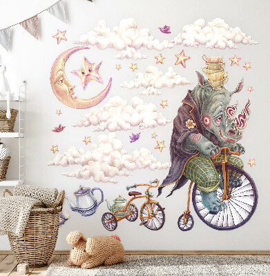 Wandtattoo 60x77 Die Pastellwelt der Tiere in Cartoon-Form