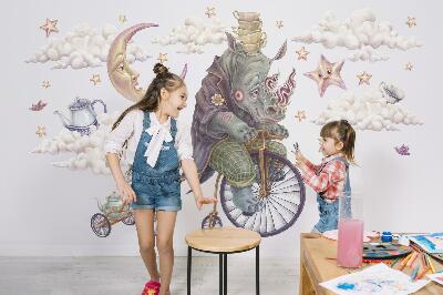 Wandtattoo 60x77 Die Pastellwelt der Tiere in Cartoon-Form