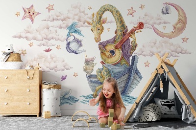 Wandtattoo 60x85 Pastelltiere im Cartoon-Stil