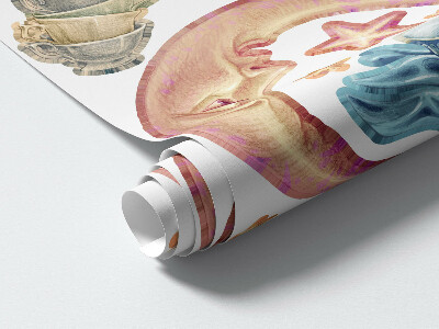 Wandtattoo 60x85 Pastelltiere im Cartoon-Stil